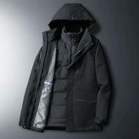 中老年爸爸冬季羽絨外套男士中長款加厚保暖三合一衝鋒衣外套