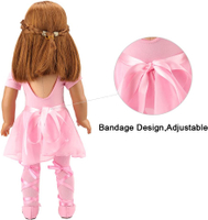 Barwa 4 Pcs Doll Ballerina Clothes Set Includes Doll Ballerina Dance Costume for 18 Inch Girl Doll P