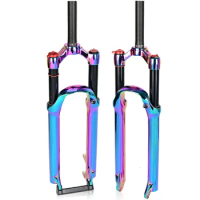 Bicycle Fork Mountain MTB Bike Front Fork Air Suspension Fork Disc Brake Locked Light 27.5/29 Inch Bicycle Parts Rainbow