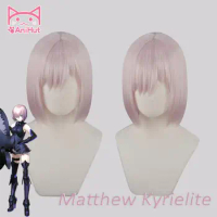 【AniHut】Matthew Kyrielite Wig Fate Grand Order Cosplay Wig Pink Short Synthetic Women Hair Anime Fate Grand Order Cosplay Hair