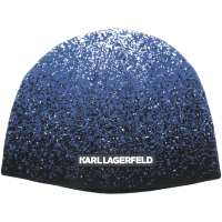 KARL LAGERFELD Essential 矽膠字母喀什米爾針織羊毛帽(漸層藍)