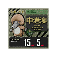 【platypus 鴨嘴獸】Travel Sim 中港澳 15天5GB 上網卡(中國 香港 澳門 上網卡)