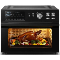 Air fryer oven, 32QT oven, 21 in 1 large countertop convection dual duct system, with 6 accessories recipe black