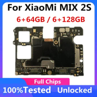 Unlocked Main Logic Circuits Board For Xiaomi Mi MIX 2S MIX2S Motherboard 64GB 128GB 256GB Global Firmwork With Chips Flex Cable