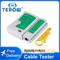 TEROW Network Cable Tester LAN Test Tool for RJ45/RJ11/RJ12/CAT5/CAT6/UTP Ethernet Cable Fireproof Material with Mini Stripper