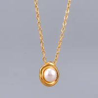 18k Yellow Gold Pearl Necklace for Women Bride 999 Pure Gold Female Clavicle Chain Clavicle Chain Wedding Fine Jewelry Gifts