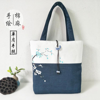 暮玲大容量森繫文藝中國風古風漢服學生帆布書包手提布包側背包女【林之舍】