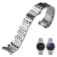 Solid Stainless Watch Band For Tissot Le Locle T006 Steel Bracelet 1853 Strap Curved End Men 19mm Business Wrist T41 watch chain