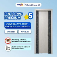 Pintu Kamar Mandi PVC WMNS 804 80x200 cm Minimalis Pintu Toilet WC dengan Handle Tidy Bukaan Kanan/K