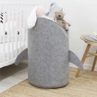 Large Capacity Shark Shape Storage Basket Toys Clothing Container Dustproof Animal Felt Laundry Bag For Baby Kids Home Organizer