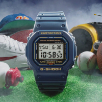 CASIO 卡西歐 G-SHOCK 經典方形電子錶 母親節送禮推薦-復古藍 DW-5600RB-2