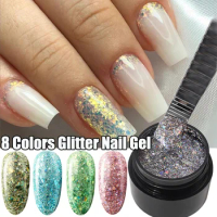 5ML Diamond Paint Nail Gel UV Varnish Semi-Permanent Base Manicure Primer Shimmer Shining Glitter Platinum Painting Nail Art Gel