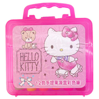 小禮堂 Hello Kitty 手提盒裝12色果凍彩色筆 (粉溜冰鞋款)