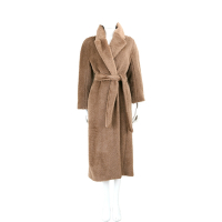 MAX MARA-’S Max Mara BORBONE 羊駝毛x羊絨 棕色泰迪熊綁帶大衣 外套