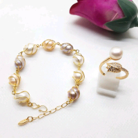 GELANG CINCIN MUTIARA AIR TAWAR LOMBOK CINCIN MODEL BUNGA TULIP CINCIN FREE SIZE SET PERHIASAN GELAN