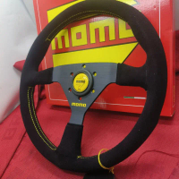 On Sale MOMO Suede Steering Wheel Racing Drift Sport Steering Universal 340mm