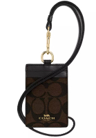 Coach Coach Id Lanyard In Signature Canvas in Brown/ Black 63274