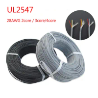 5 meter 2 3 4 core shielded wire UL 2547 28AWG 2.1 channel Audio line signal cable shield wire for amplifier,Black Grey