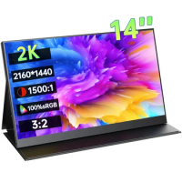 14 Inch 2K QHD Portable Monitor 2160*1440P 3:2 HDR 1500:1 300Nit IPS Screen Gaming Display For PC Laptop Xbox Switch PS4/5 Phone