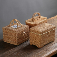 越南藤編茶具收納箱創意儲物盒茶道手提包手工竹編旅行便攜整理箱