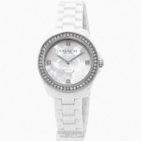 【COACH】COACH手錶型號CH00068(櫻花貝母錶面白錶殼白陶瓷錶帶款)