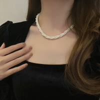 巴洛克珍珠項鏈女輕奢小眾高級設計感多層麻花鎖骨鏈閨蜜頸鏈配飾