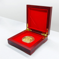 錢幣收藏盒硬幣保護盒 單枚紀念幣收納盒中式紅色方形小木盒復古