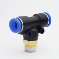 Free shipping Pneumatic quick connection-peg T type PB 4 6 8 10 12mm-(M5" 1/8" 1/4" 3/8" 1/2") Tee threaded Fitting