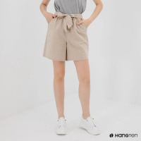 【Hang Ten】女裝-綁結短褲-淺卡其