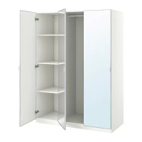 PAX/ÅHEIM 衣櫃/衣櫥組合, 白色/鏡面, 150x60x201 公分