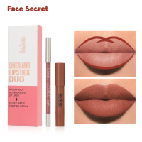 Set Pen dan Pelapik Bibir Pusam, 2 keping, Set Solekan Bibir Satu Langkah, Warna Bibir Bogel Baldu,