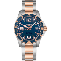 LONGINES 浪琴深海征服者 300米潛水石英錶-L37403987 玫瑰金x藍