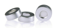 《ALWSCI》20mm 銀色 鋁製 中空蓋 (中孔10mm) (含PTFE膜/silicone墊片)【100個/包 】 20ml 壓蓋式 頂空瓶蓋 /實驗儀器
