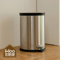 【ikloo】不銹鋼靜音腳踏式垃圾桶12L (腳踏式/緩衝蓋/獨立內桶/垃圾桶/圓形垃圾桶/臥室垃圾桶)
