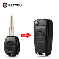 KEYYOU Modified Folding 2 Button Auto Car Key Shell For Nissan Micra Almera Primera X-Trail Replacement Remote Key Cover Case