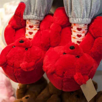 Teddy Bear Women Christmas Plush Slippers Cartoon Cute Bear House Slipper Furry Faux Fur Slides Girls Furry Flip Flop Shoes Toy