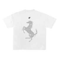 Kaos Boxy Oversize Tshirt 16s F1 Ferrari Cavallino Rampante V3 - Putih Unisex