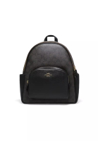 Coach COACH COURT Women's Deep Brown with Black Signature Pattern Backpack