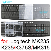 Keyboard Cover for Logitech MK235 K235 MK315 K375S 2019 2020 Wireless Black Clear Transparent Silicone TPU Skin Case Protective