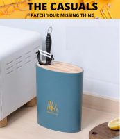 Tempat Pisau Dapur Rak Kayu Kitchen Storage Oval Minimalis Aesthetic