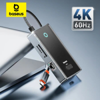 Baseus USB C HUB 4K 60Hz Type C to HDMI RJ45 PD 100W Adapter For Macbook iPad Pro Air M2 M1 Sumsang PC Accessories USB 3.0 HUB