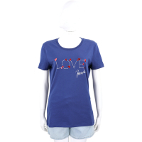 LOVE MOSCHINO 漆亮愛心字母印花藍色短袖TEE T恤(女款)