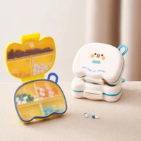 Portable Multi grid Mini Cute DIY Sticker Small Medicine Box Portable Medicine Box Home Pill Storage and Packaging Travel Mornin