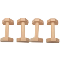 2 Pair Parallettes Gymnastics Calisthenics Handstand Bar Wooden Training Gear Push-Ups Double Rod Stand