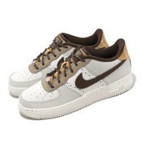 【NIKE 耐吉】休閒鞋 Air Force 1 LV8 GS 女鞋 大童鞋 白 棕 雕花 皮革 復古(FV3702-121)