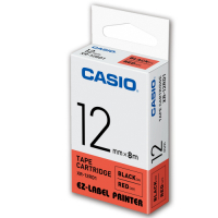 CASIO 標籤機專用色帶-12mm【共有9色】紅底黑字-XR-12RD1