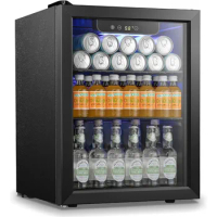 Beverage Refrigerator Cooler 68 Can, Mini Fridge with Glass Door for Beer Drinks Wine,Freestanding Small Fridge