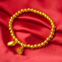 越南沙金圓珠女手鏈手串配珠蓮子飾品久不色鍍金沙金珠首飾