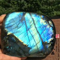 天然水晶原石礦石藍月光石拉長石擺件實物圖