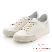 【CUMAR】排鑽點綴彈力休閒鞋(白色)